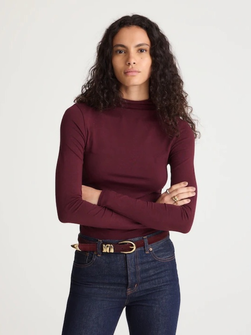 Madewell Ruched Mockneck Long-Sleeve Top